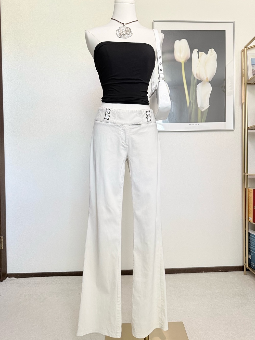 Y2K City Streets Low Rise Stretchy Bootcut Pants Lace Up Boho Mcbling